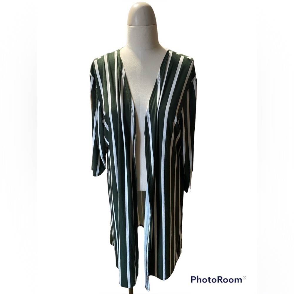 ASHLEY Blue Olive Green and White Duster